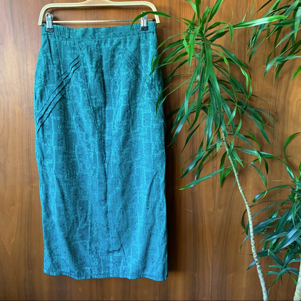 Vintage Green 80’s Print Pencil Skirt